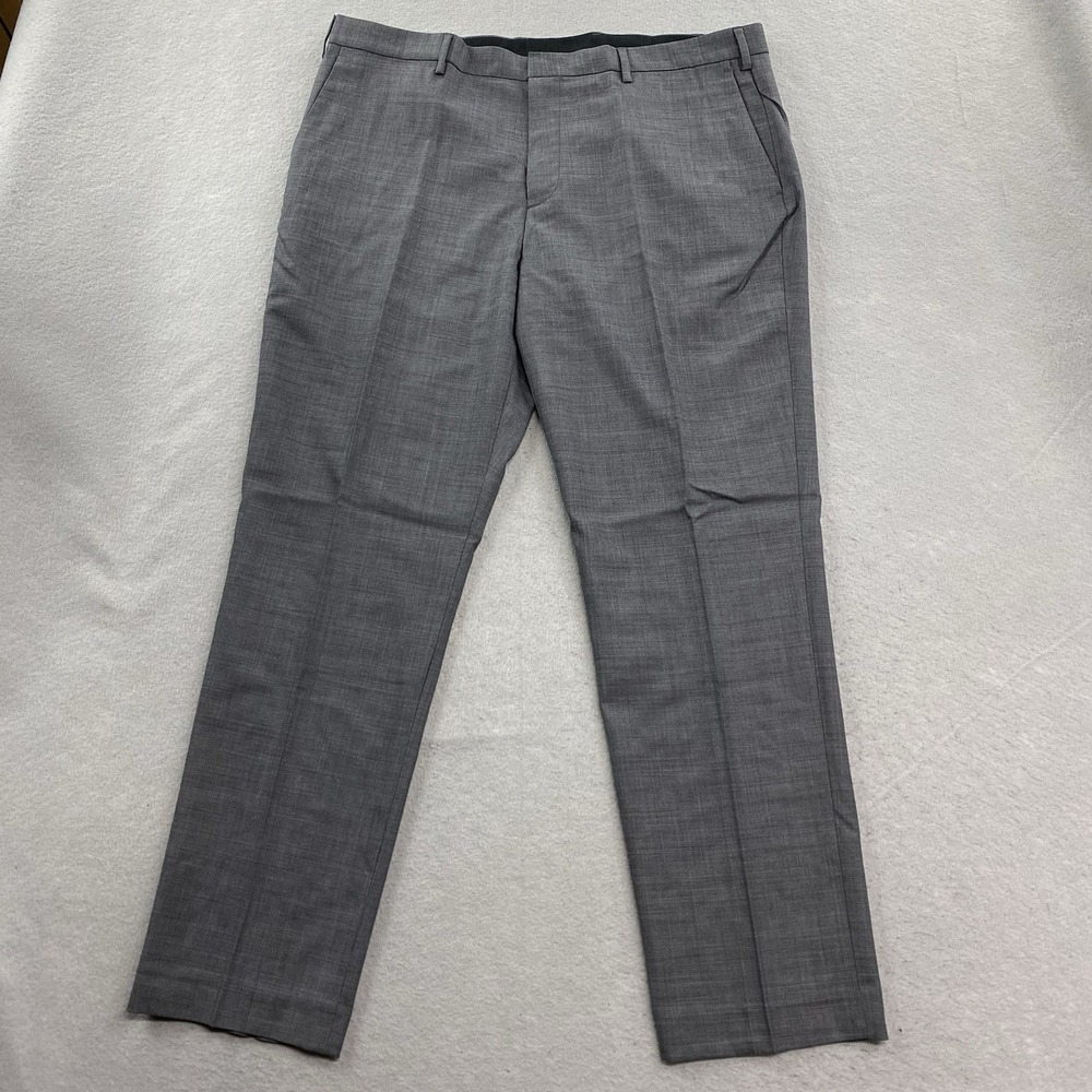 J Crew Dress Pants Mens 38x32 Gray Bowery Oxford Wool Blend Flat Front